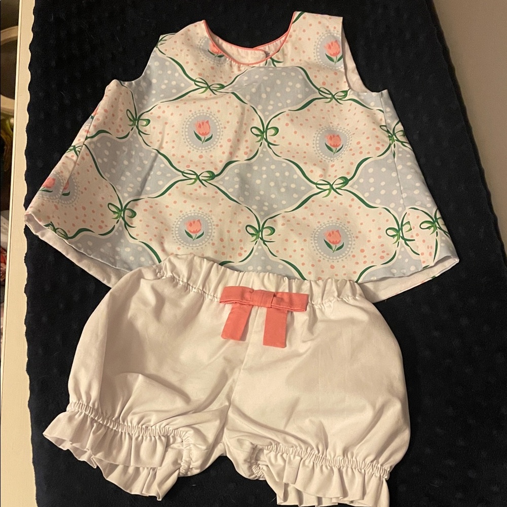 The Beaufort Bonnet Company Floral Kids Matching Set - Blue and White